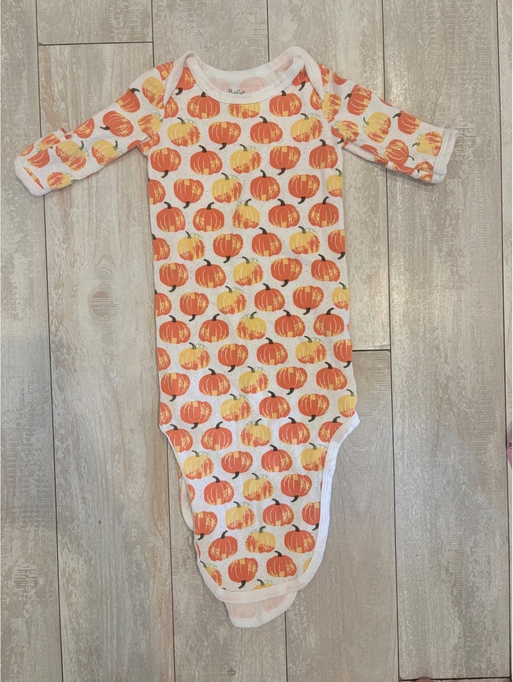 Baby Essentials 3M Pumpkin Bodysuit Orange Fall Thanksgiving Long Sleeve